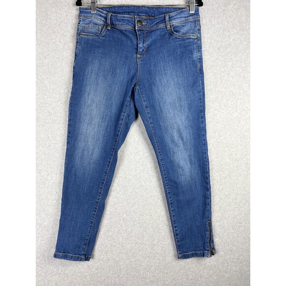 Nuon Jeans Womens 32 Blue Mid-Rise Zip ankle Denim Pant Preppy Casual - Picture 1 of 12